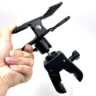 加厚大力钳夹直播充电宝支架三脚架通用360金属云台圆管固定灯夹