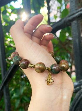 原创设计复古千层阿拉善玛瑙手链