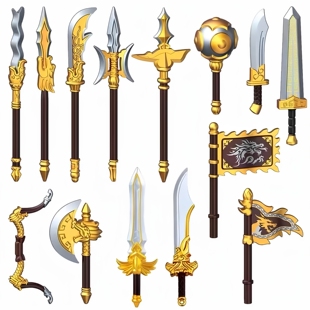 MOC积木兼容乐高人仔积木 配件武器玩具三国古代刀剑矛戟斧锤弓箭