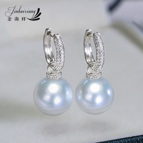 维纳斯澳白耳环海水珍珠18K