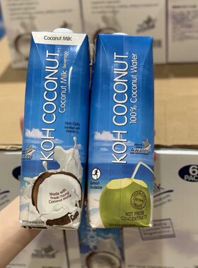 上海开市客泰国KOH COCONUT酷椰屿新鲜生榨纯椰子汁水1L*6瓶整箱