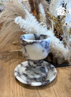 宝格丽紫大理石香薰烛台托盘套装家居摆件