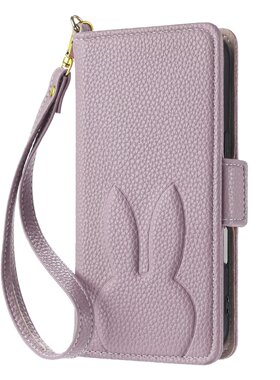 适用苹果16pro max翻盖插卡手机壳16全包皮套装卡17promax可爱兔子女iphone11 12 13 14 15防摔16e保护壳日韩