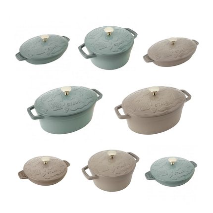 法国进口Staub珐琅铸铁锅20 23cm椭圆形带盖煎盘烤盘炖锅海洋图案