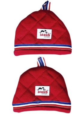 法国staub红色防烫手套隔热帽2只装双立人棉制手套硅胶锅垫隔热垫