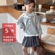 2025秋装 新款 女童韩系两件套上衣中大童时髦洋气灰色披肩卫衣