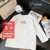 儿童长袖 中大童宽松上衣 男女童加厚内搭打底衫 白t恤2024冬季 新款