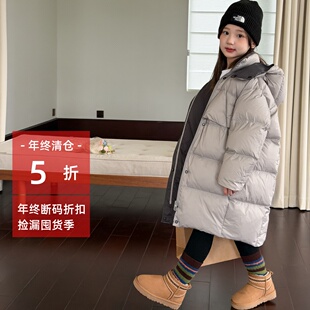 儿童羽绒服2025冬季男女童90白鸭绒中长款三防羽绒外套中大童韩系