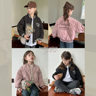 秋冬季棒球棉服冬天新款男女童夹棉保暖棉衣中大童休闲刺绣外套