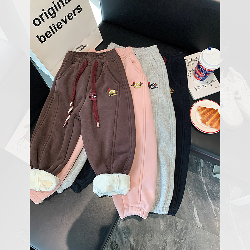 韩国儿童特厚款一体奥利绒运动裤