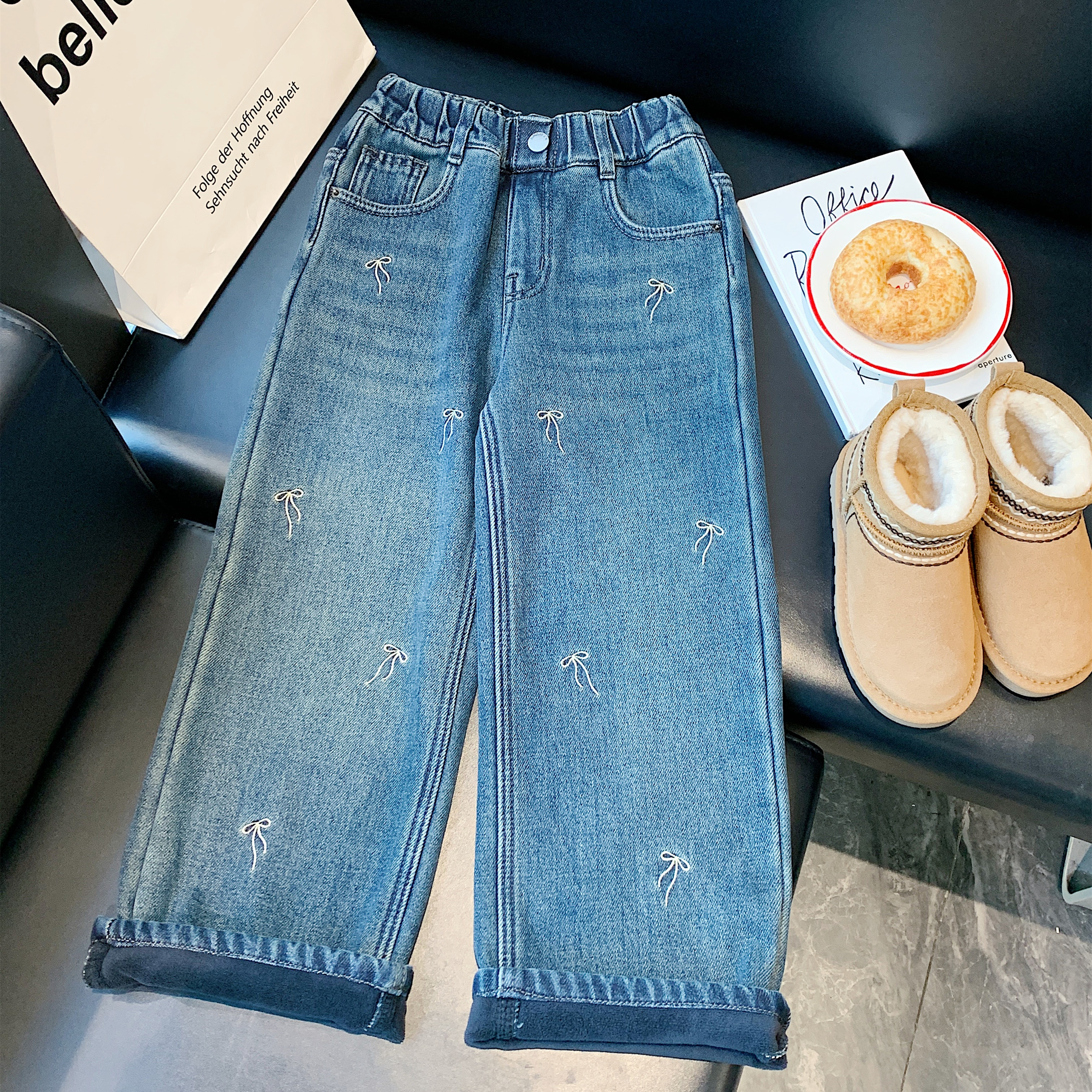 女童加绒裤子2025冬季新款儿童一体绒牛仔裤中大童百搭洋气直筒裤,童装/婴儿装/亲子装,儿童牛仔裤,淘宝优惠券,粉丝福利购,淘宝优惠卷