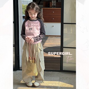 女童长袖T恤2026春装新款儿童洋气短款上衣中大童修身辣妹打底衫