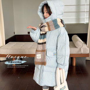 女童中长款羽绒服25冬装新款儿童韩系90白鸭绒加厚中大童羽绒外套