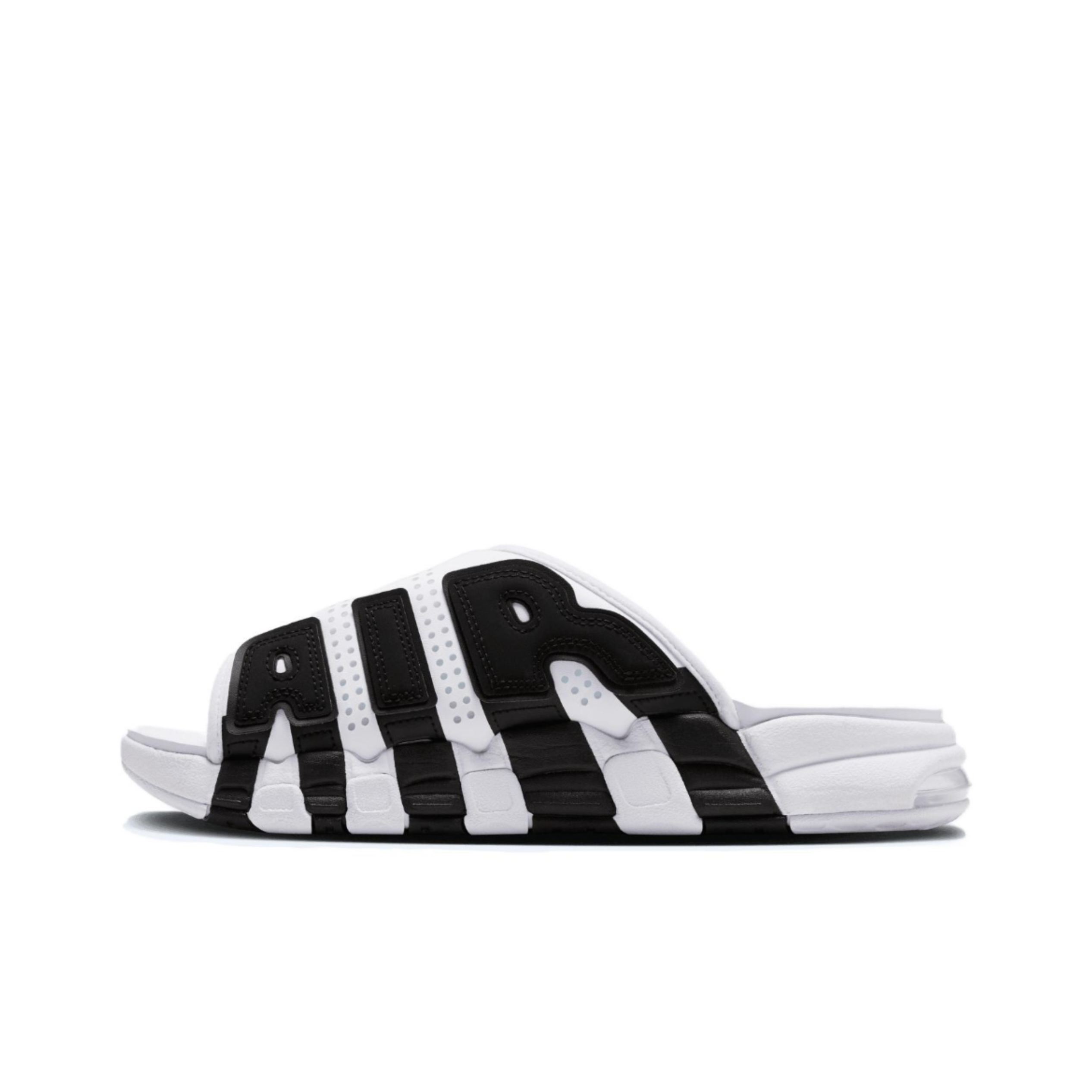 耐克Nike Air More Uptempo Slide男黑白熊猫气垫拖鞋FB7818-100