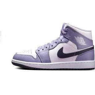 Jordan Air Jordan 1 Mid  中帮 复古篮球鞋 男女同款 白紫色,运动鞋new,篮球鞋,淘宝优惠券,粉丝福利购,淘宝优惠卷