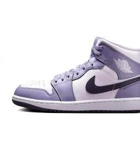 Jordan Air Jordan 1 Mid  中帮 复古篮球鞋 男女同款 白紫色