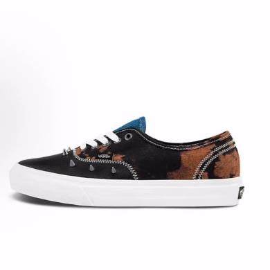 Vans Authentic 褪色拼贴 潮流百搭休闲 低帮 板鞋 男女同款 黑棕
