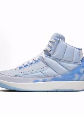 J. Balvin x Jordan Air Jordan2 高帮 复古篮球鞋 男女同款 蓝色