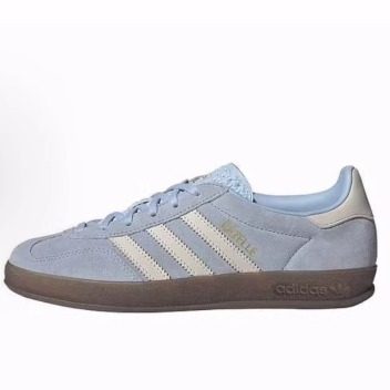 adidas originals GAZELLE 舒适耐磨 低帮 生活休闲鞋 女款 蓝白