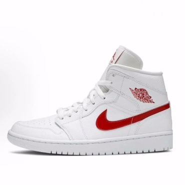Jordan Air Jordan 1 Mid White University中帮篮球鞋 女款 白红