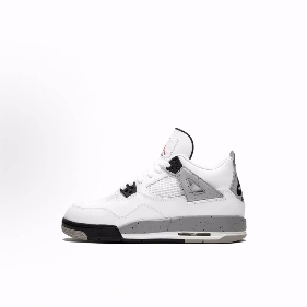Air Jordan 4 Retro White Cement 皮革 中帮儿童篮球鞋 男女同款