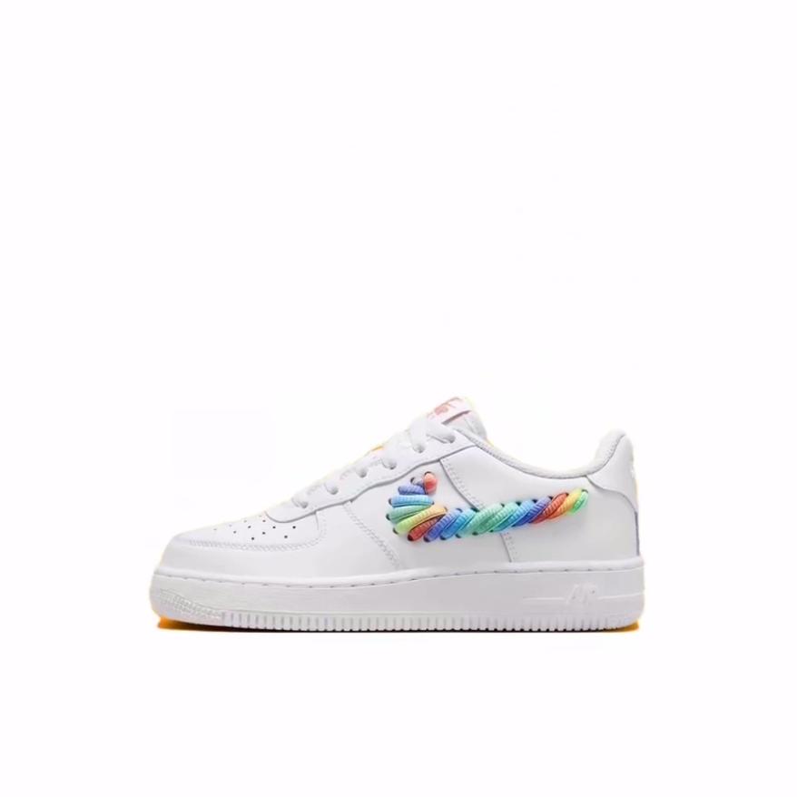 Nike Air Force 1 舒适百搭 低帮 板鞋 白彩色 儿童款FQ4948-100