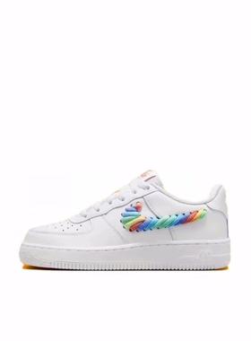Nike Air Force 1 舒适百搭 低帮 板鞋 白彩色 儿童款FQ4948-100