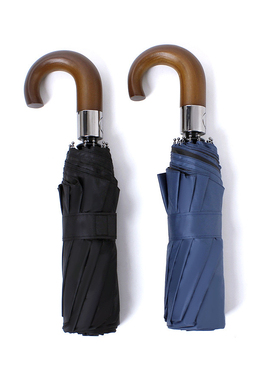 商务高端弯实木柄黑胶晴雨两用经典雨伞高密210t铝氧化合金可定制