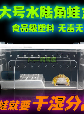 爬宠饲养盒两栖箱小乌龟缸守宫角蛙盒带晒台塑料乌龟盒角蛙饲养箱