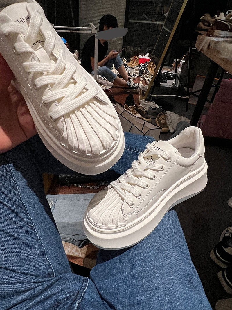 优质牛皮~ad hepburn 小白鞋女鞋松糕鞋5cm厚底鞋老爹鞋休闲板鞋