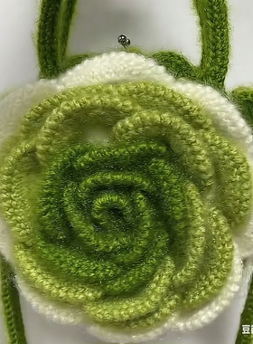 手工编织牡丹花包小泰玫针织花双面山茶花包礼物钩织仿真花朵