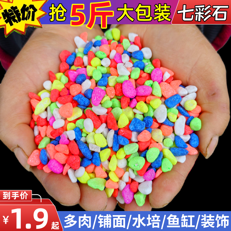 染色五彩石彩色石頭盆栽彩石子鋪面石子多肉水培環(huán)保七彩石造景石