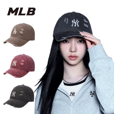 韩国MLB新款做旧水洗软顶字母男女可调节休闲鸭舌潮帽3ACPVV34N