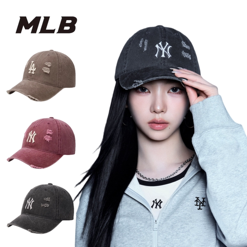 韩国MLB新款做旧水洗软顶字母男女可调节休闲鸭舌潮帽3ACPVV34N