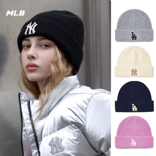 韩国MLB新款经典冷帽NY洋基队LA道奇队男女多色保暖针织帽毛线帽