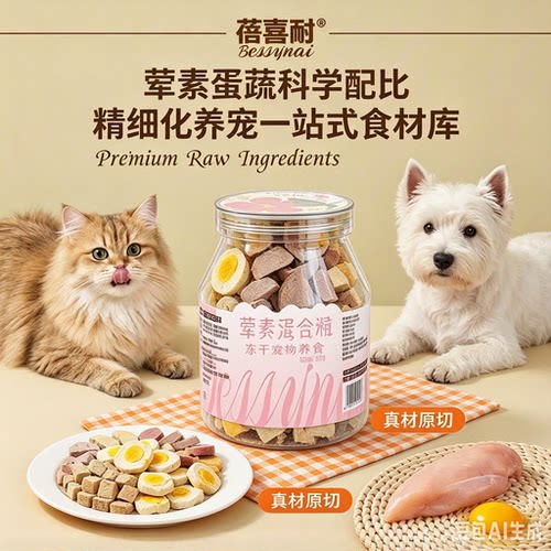 宠物冻干零食混合桶营养鸡肉粒