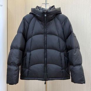欧货高端冬季男士蓬松鹅绒连帽泡芙羽绒服黑色加厚保暖面包服外套