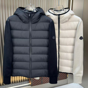 欧货高端2025冬季 外套 针织拼接保暖连帽羽绒服90白鹅绒休闲修身