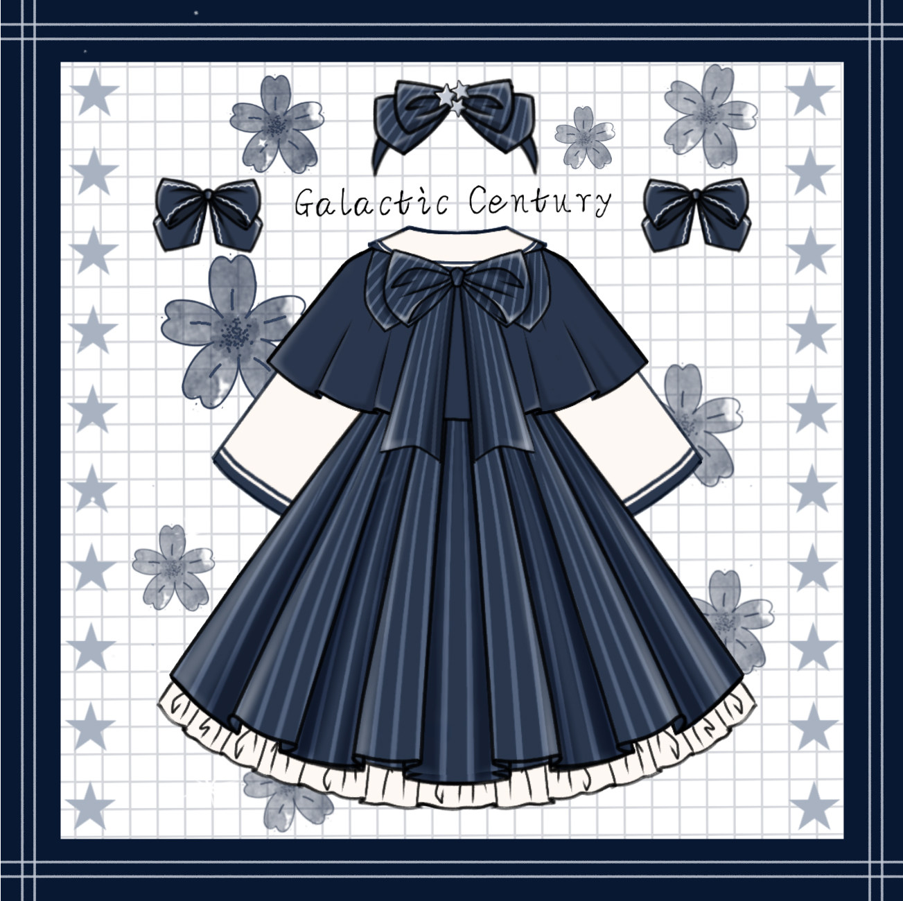 CAT EAT FISH ORIGINAL [BIG DREAMER] COLLEGE STYLE LOLITA SUIT LOLITA SWING SKIRT DRESS CAPE