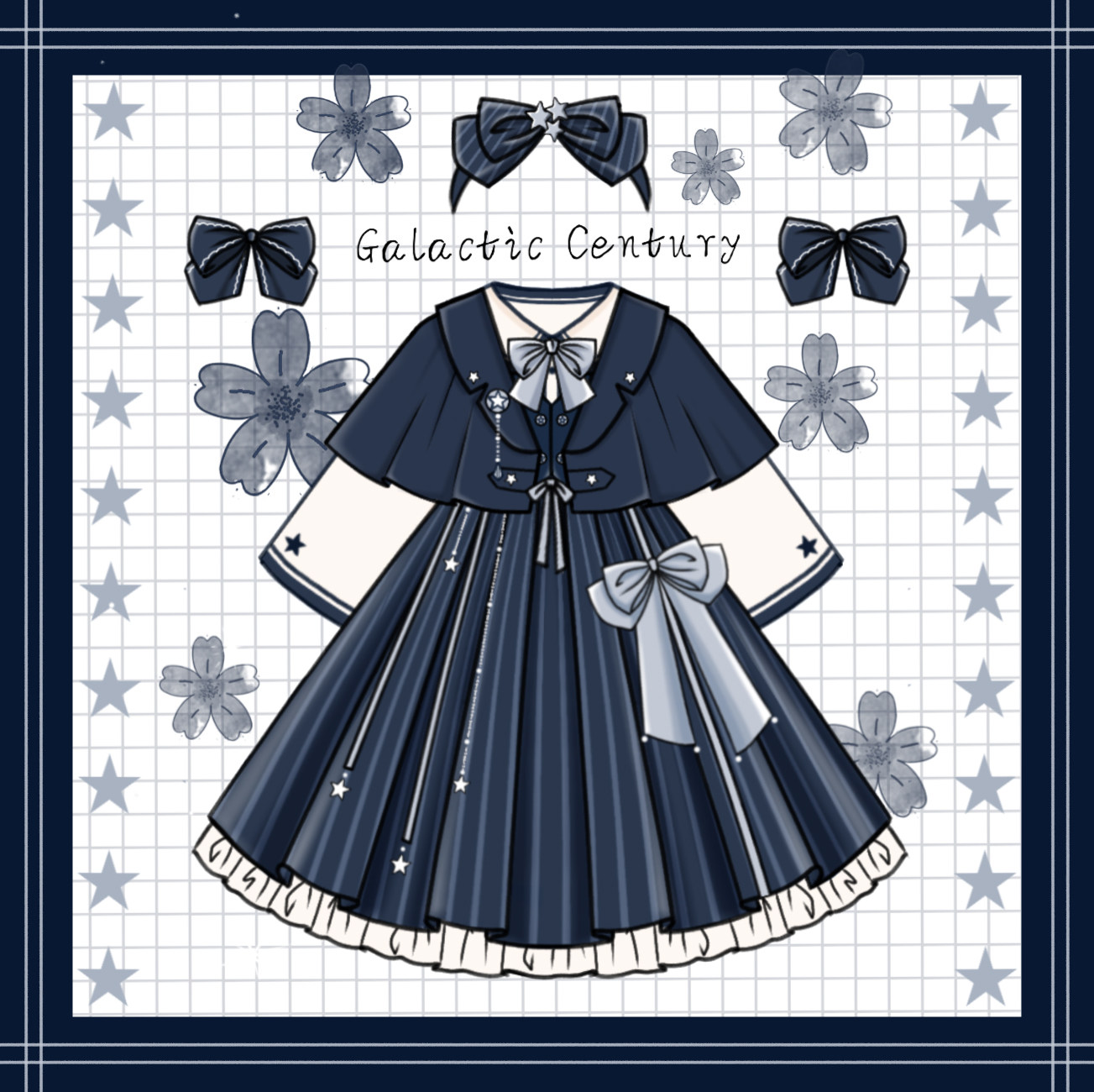 CAT EAT FISH ORIGINAL [BIG DREAMER] COLLEGE STYLE LOLITA SUIT LOLITA SWING SKIRT DRESS CAPE