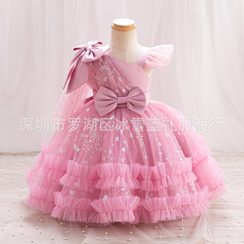 女童礼服公主裙女孩六一主持人演出表演服装披肩小众设计感连衣裙