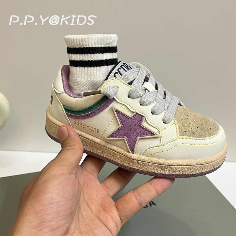 真皮韩版星星儿童板鞋百搭运动鞋