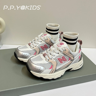 2025春秋季 N字透气网鞋 新款 男童跑步鞋 防滑 530童鞋 轻便女童运动鞋