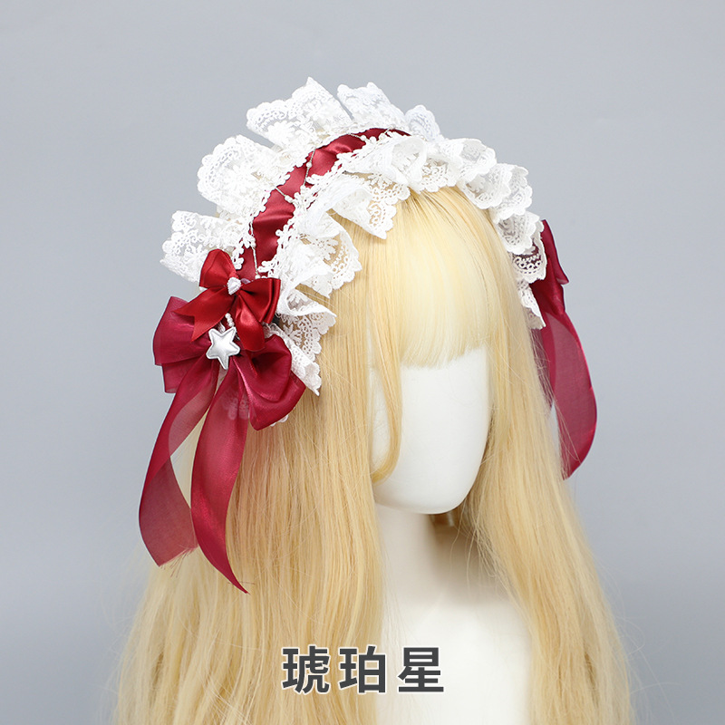 洛丽塔蕾丝发带日系甜美萌妹头饰发饰系带女仆二次元lo娘发夹