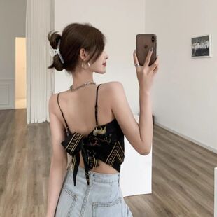 性感美背打底背心内搭夏肚兜式吊带设计感小众丝巾抹胸上衣女外穿