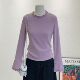 女装 设计款 秋冬气质甜美双木耳边长袖 大码 立领T恤加厚磨毛打底衫