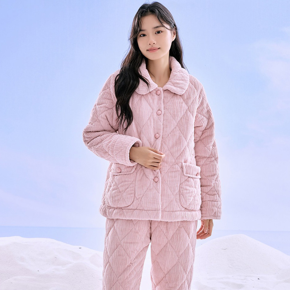 精雅冬季女士慕丝绒加厚保暖睡衣