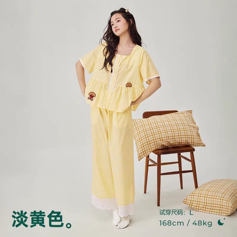 安之伴夏季纯棉女睡衣可外穿