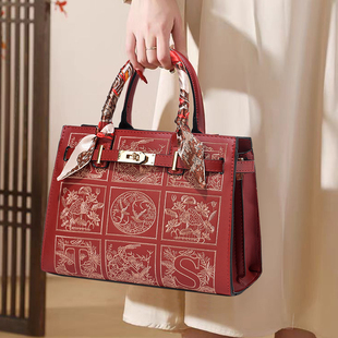新款刺绣大容量2025新款红色婚包手提包大气妈妈包结婚新娘红包