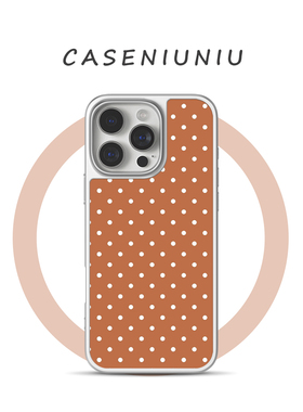 日韩ins橙色波点适用苹果华为小米手机壳磁吸iPhone17promax新款16少女15文艺14小众高级感13简约手机壳防摔